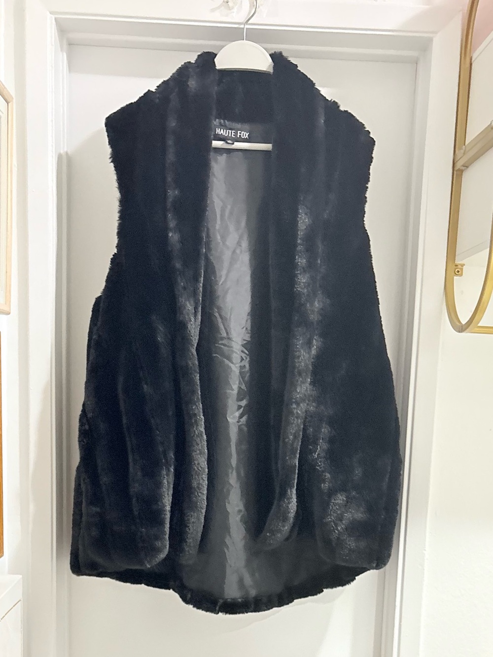 Haute Fox Black Faux Fur Vest - Sleeveless Cozy Layer